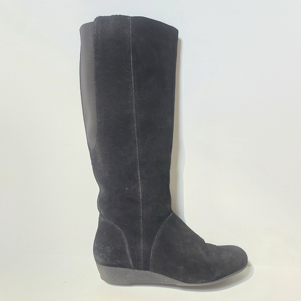 Nine West Beverly Black Knee-High Leather Suede Boots Women's Size 7.5
